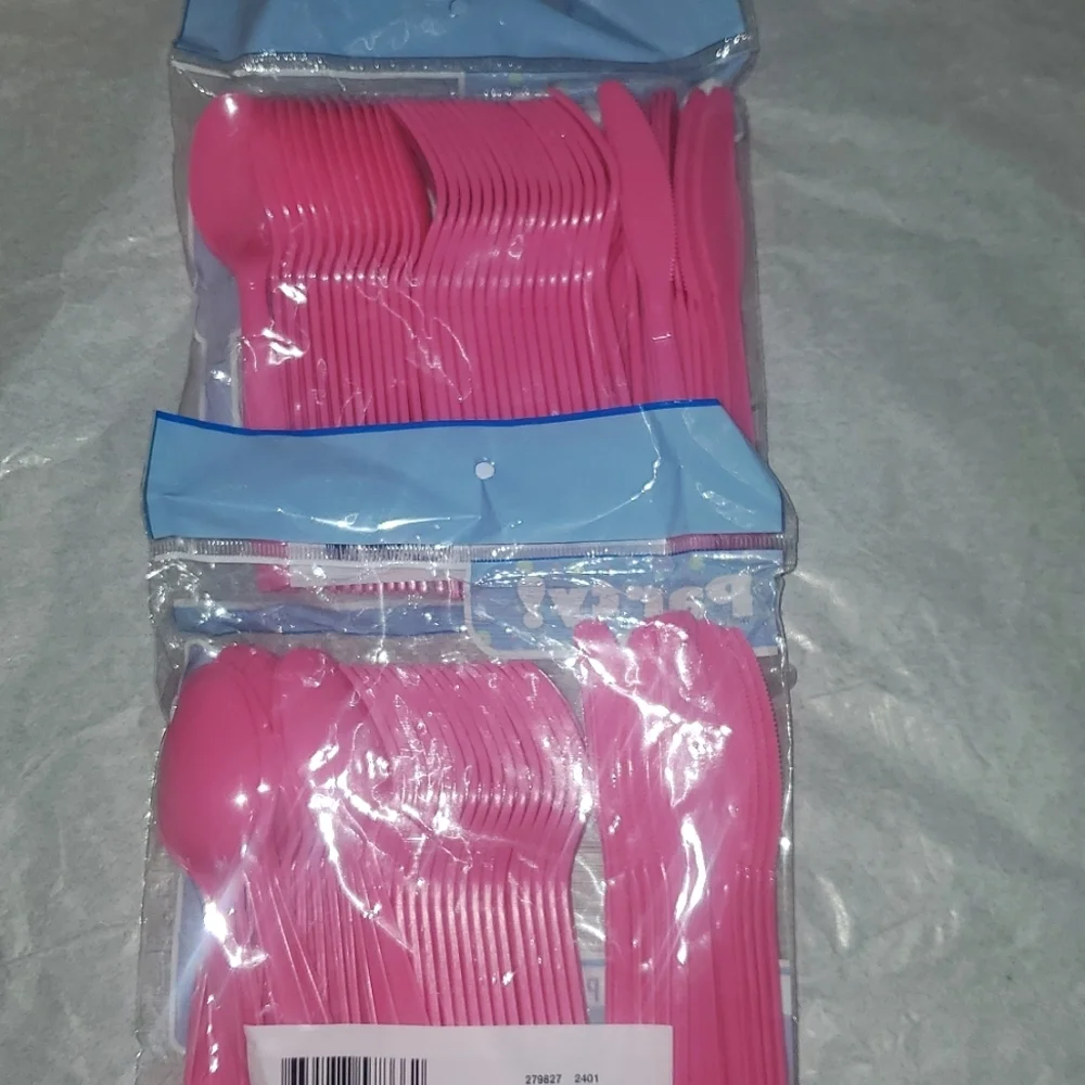Heavy Duty Pink Plastic Cutlery Set - 48 Pieces (2)